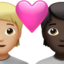 couple with heart: person, person, medium-light skin tone, dark skin tone on Apple