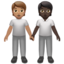 people holding hands: medium skin tone, dark skin tone on Apple