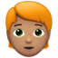 person: medium skin tone, red hair on Apple
