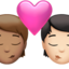 kiss: person, person, medium skin tone, light skin tone on Apple