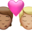 kiss: person, person, medium skin tone, medium-light skin tone on Apple