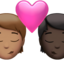 kiss: person, person, medium skin tone, dark skin tone on Apple