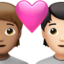 couple with heart: person, person, medium skin tone, light skin tone on Apple