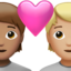 couple with heart: person, person, medium skin tone, medium-light skin tone on Apple