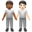 people holding hands: medium-dark skin tone, light skin tone on Apple