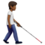 person with white cane facing right: medium-dark skin tone on Apple