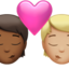 kiss: person, person, medium-dark skin tone, medium-light skin tone on Apple