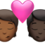 kiss: person, person, medium-dark skin tone, dark skin tone on Apple