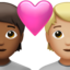 couple with heart: person, person, medium-dark skin tone, medium-light skin tone on Apple