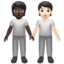 people holding hands: dark skin tone, light skin tone on Apple