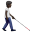 person with white cane facing right: dark skin tone on Apple