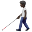person with white cane: dark skin tone on Apple