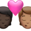 kiss: person, person, dark skin tone, medium skin tone on Apple