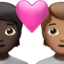 couple with heart: person, person, dark skin tone, medium skin tone on Apple