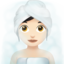 woman in steamy room: light skin tone on Apple