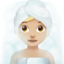 woman in steamy room: medium-light skin tone on Apple