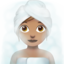 woman in steamy room: medium skin tone on Apple