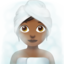 woman in steamy room: medium-dark skin tone on Apple