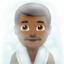 man in steamy room: medium-dark skin tone on Apple