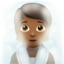 person in steamy room: medium-dark skin tone on Apple