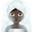 woman in steamy room: dark skin tone on Apple
