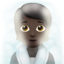 person in steamy room: dark skin tone on Apple