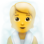person in steamy room on Apple
