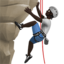 person climbing: dark skin tone on Apple