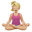 woman in lotus position: medium-light skin tone on Apple