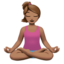 woman in lotus position: medium skin tone on Apple