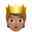 person with crown: medium skin tone on Apple