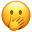 face with open eyes and hand over mouth on Apple