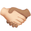 handshake: light skin tone, medium skin tone on Apple