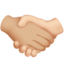 handshake: medium-light skin tone, light skin tone on Apple