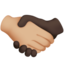 handshake: medium-light skin tone, dark skin tone on Apple