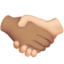 handshake: medium skin tone, light skin tone on Apple