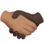 handshake: medium skin tone, dark skin tone on Apple