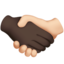 handshake: dark skin tone, light skin tone on Apple