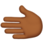 leftwards hand: medium-dark skin tone on Apple