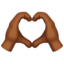 heart hands: medium-dark skin tone on Apple