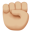 raised fist: medium-light skin tone on Apple