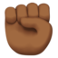 raised fist: medium-dark skin tone on Apple