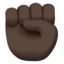 raised fist: dark skin tone on Apple