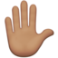 raised hand: medium skin tone on Apple