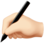 writing hand: light skin tone on Apple
