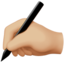 writing hand: medium-light skin tone on Apple