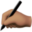 writing hand: medium skin tone on Apple