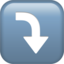 right arrow curving down on Apple