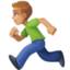 man running: medium-light skin tone on Facebook