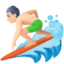 man surfing: light skin tone on Facebook